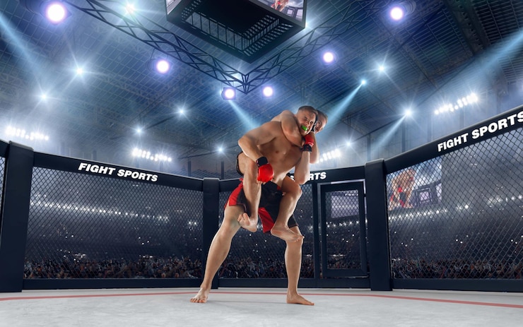 Zdarma Fotografie mma fighters on professional ring fighting championship