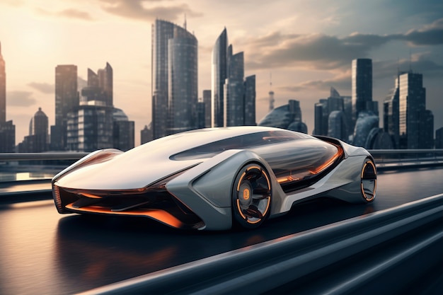 modern car on futuristic road