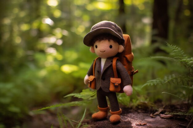 needle felted character in nature