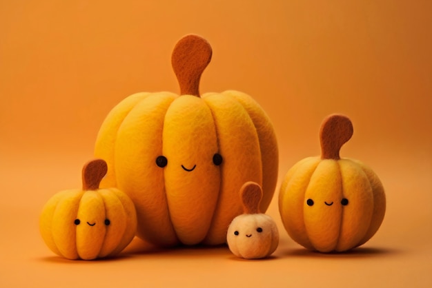 needle felted pumpkins arrangement