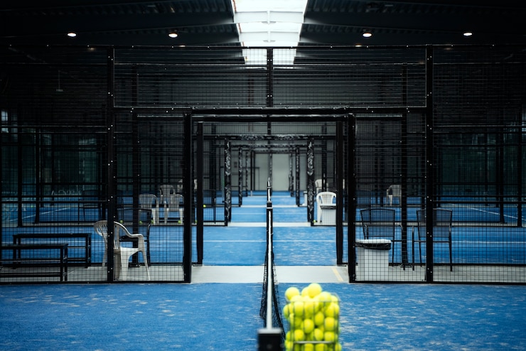 Zdarma Fotografie paddle tennis field with balls in basket