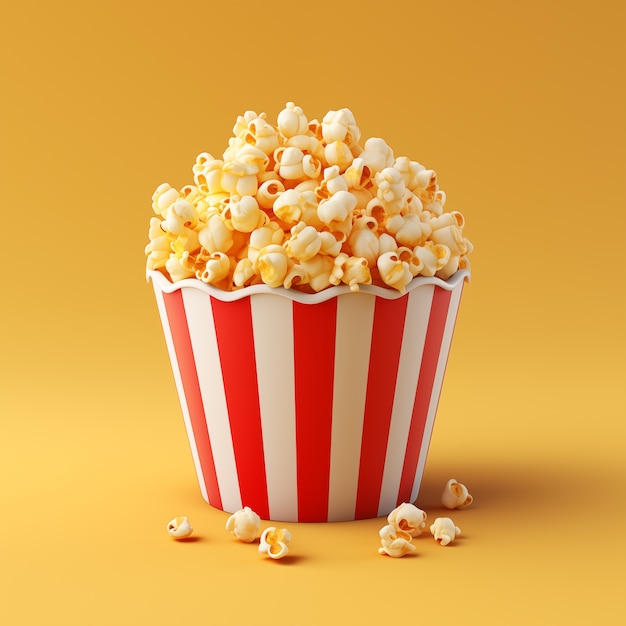 Pohled na 3D renderování popcornu v kině
