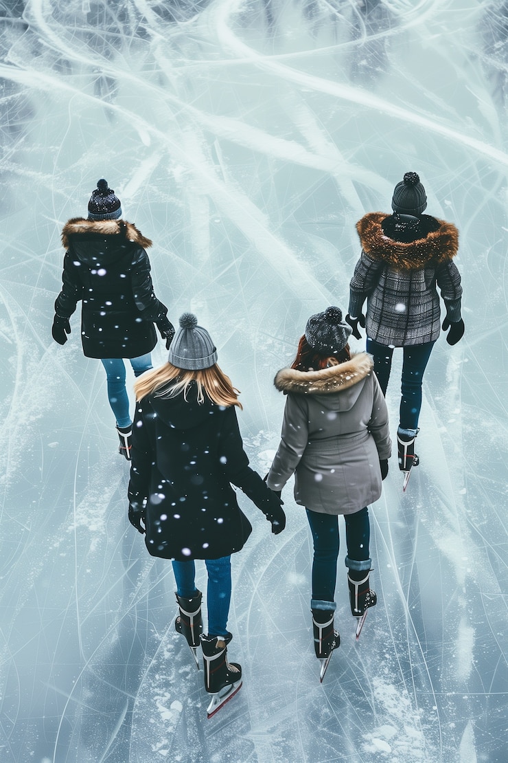 Zdarma Fotografie portrait of people ice skating outdoors during winter time