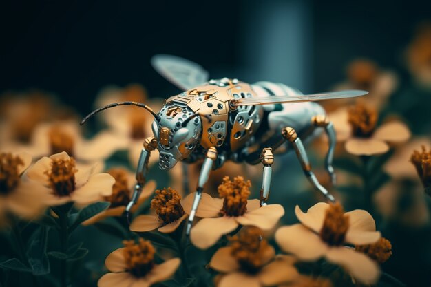 robotic insect with flowers