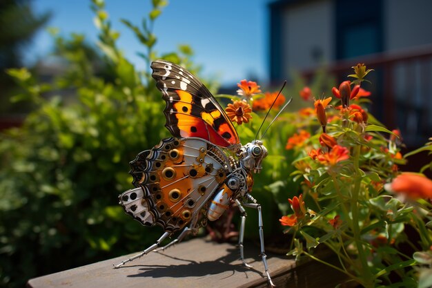 robotic insect with flowers