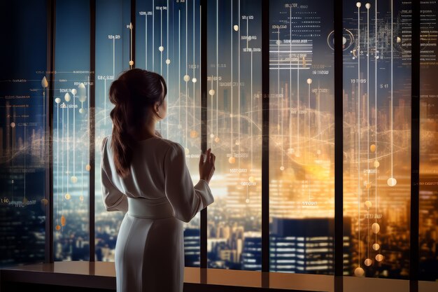 scene with business person working futuristic office job