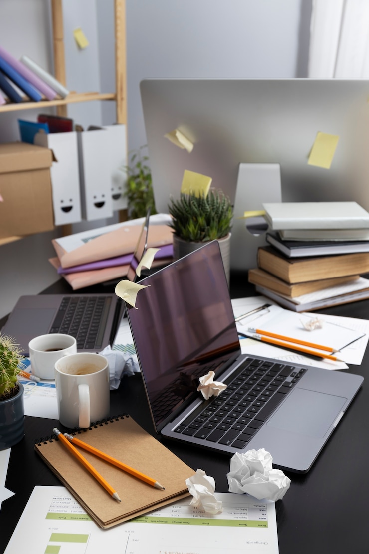 Zdarma Fotografie still life of office desk  mess