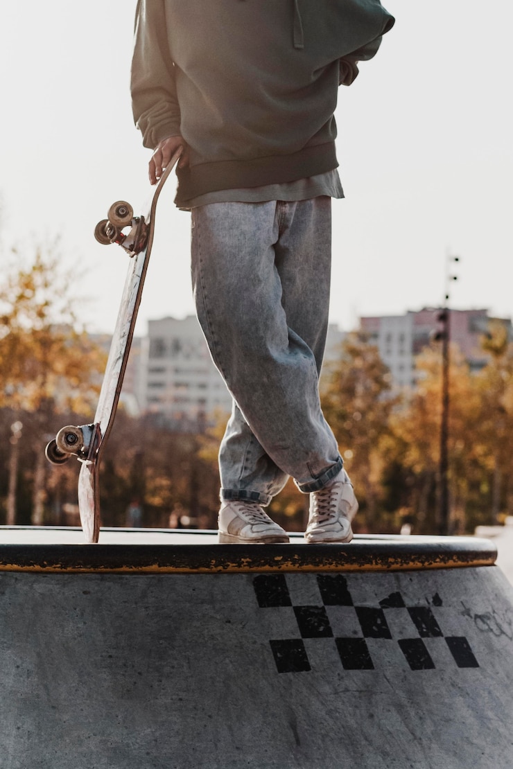Zdarma Fotografie teenager at the skatepark posing with skateboard