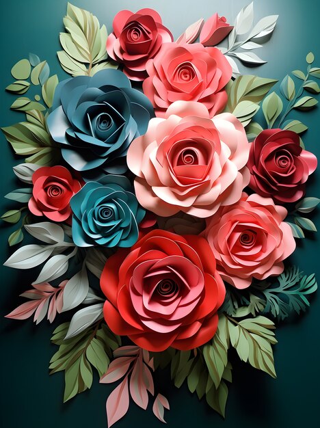 top view beautiful flowers in studio
