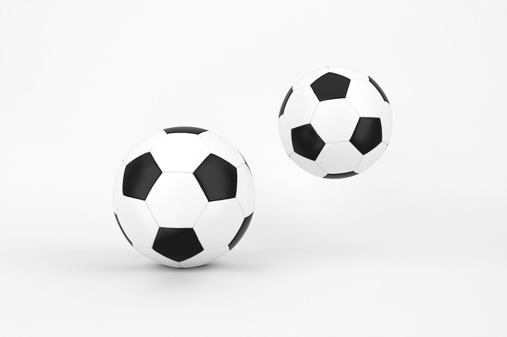Zdarma Fotografie two soccer balls on a white background