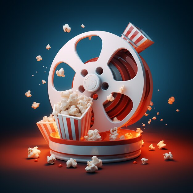 View of 3d cinema film reel