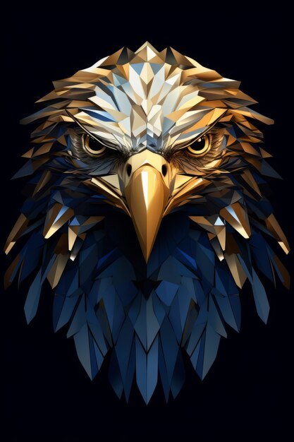 view of 3d poly eagle head