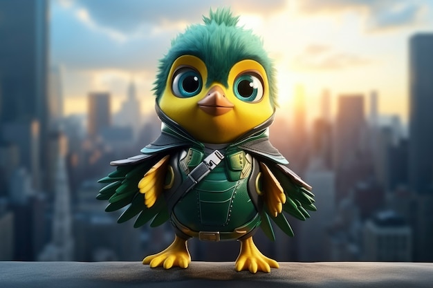 view of 3d superhero bird