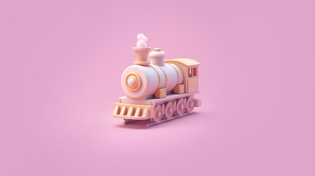 view of 3d train model with simple colored background