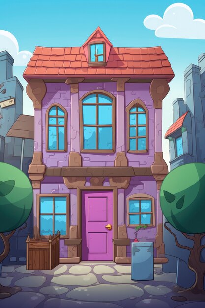 view of building with cartoon style architecture