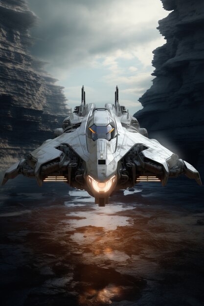 view of futuristic looking spacecraft