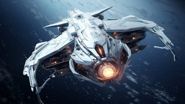 View of futuristic looking spacecraft
