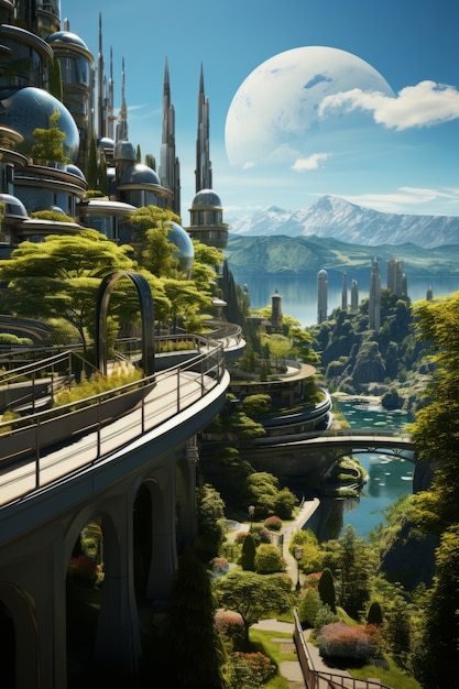 view of futuristic mystical other worldly sky