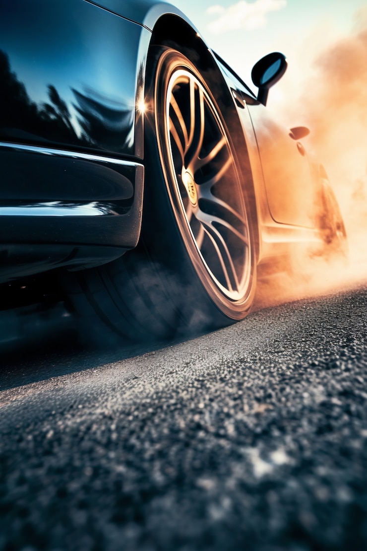 Zdarma Fotografie view of wheel on car running at high speed