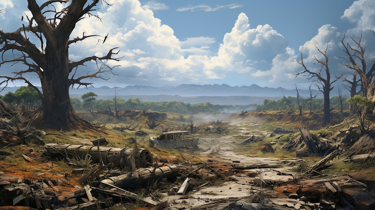 Zdarma Fotografie war zone landscape with apocalyptic destruction