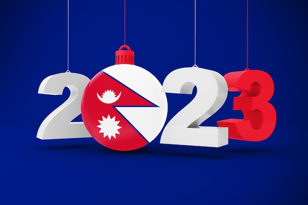 Foto grátis 2023 ano com bandeira do nepal