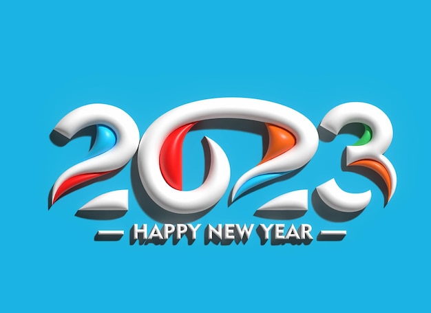 2023 feliz ano novo 3d texto tipografia design elemento panfleto cartaz papel de parede fundo.