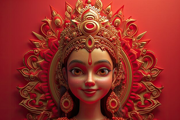 3a deusa Durga para a celebração do Navratri.