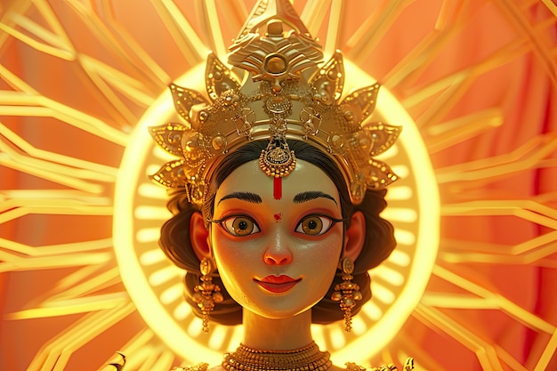 3a deusa Durga para a celebração do Navratri.