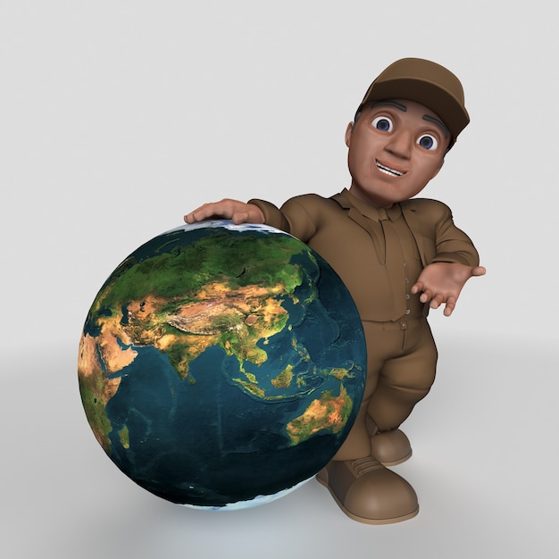 3d cartoon delivery driver