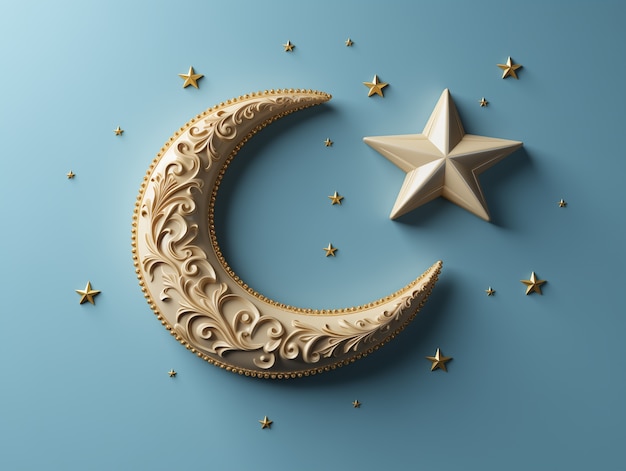 Foto grátis 3d celebração do ramadã crescente lua