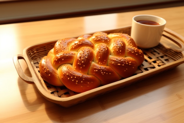 Foto grátis 3d challah prato para hanukkah