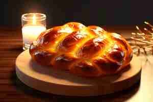 Foto grátis 3d challah prato para hanukkah