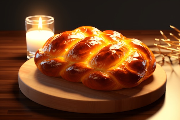 3d challah prato para Hanukkah