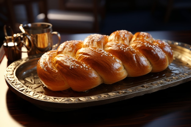 Foto grátis 3d challah prato para hanukkah