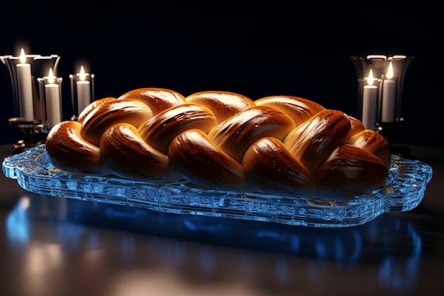 Foto grátis 3d challah prato para hanukkah