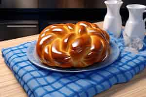 Foto grátis 3d challah prato para hanukkah