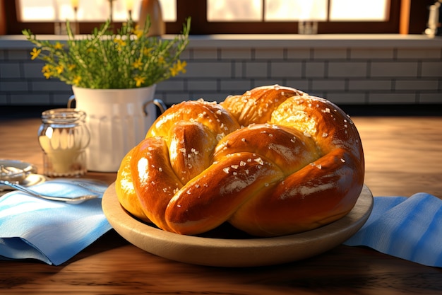 Foto grátis 3d challah prato para hanukkah