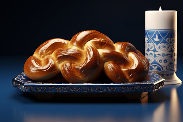 3d challah prato para Hanukkah