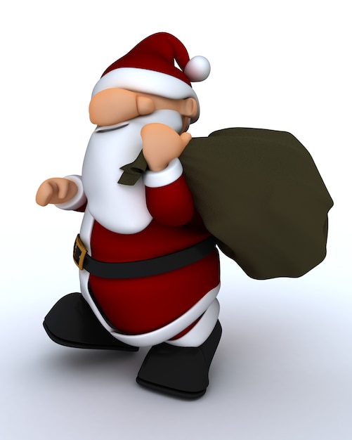 3D rendem de um Papai Noel bonito Charicature