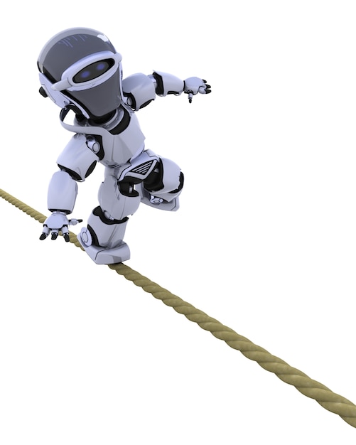3D rendem de um robô de equilíbrio em uma corda apertada