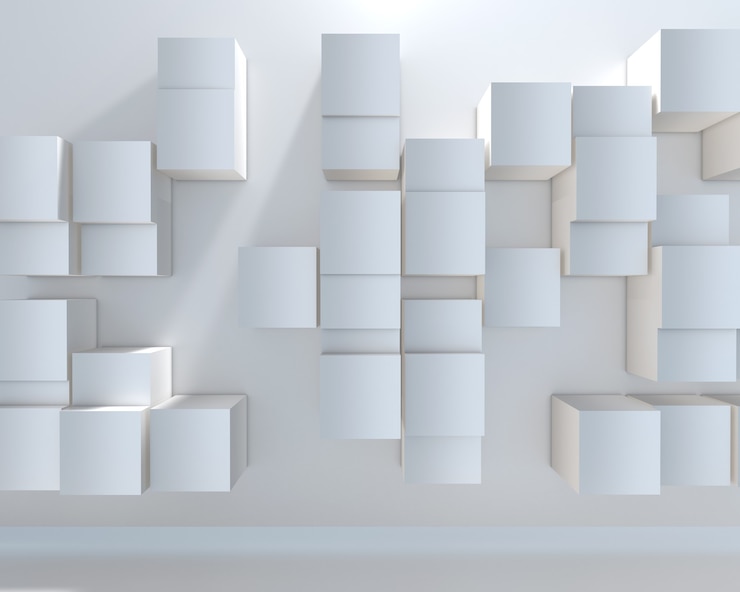 Foto grátis 3d render de um abstrato com uma parede de cubos de extrusão
