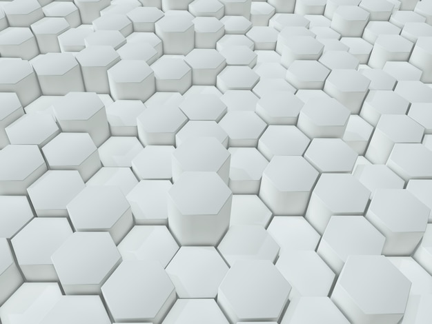 Foto grátis 3d render de um fundo abstrato de extrusão de hexágonos brancos