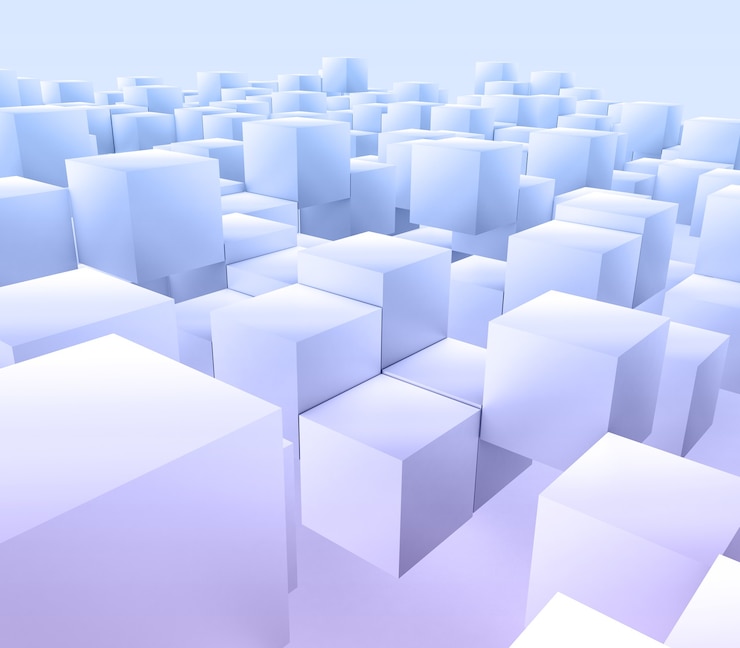 Foto grátis 3d render de um fundo abstrato moderno com cubos flutuantes