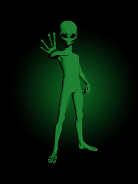 Foto grátis 3d render de uma figura alienígena verde