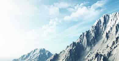 Foto grátis 3d render de uma paisagem de montanha nevado