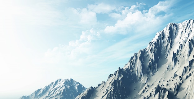 3D render de uma paisagem de montanha nevado