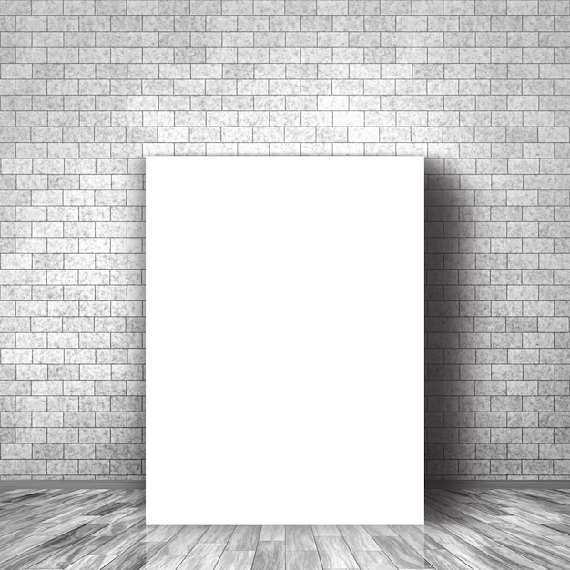 Foto grátis 3d render de uma tela em branco encostada a uma parede de tijolos