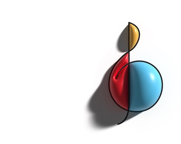3D Render Music Note Design de ilustração.