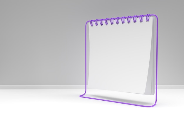 3D Render Notebook mock up com espaço em branco limpo para design e publicidade, vista em perspectiva da ilustração 3D.