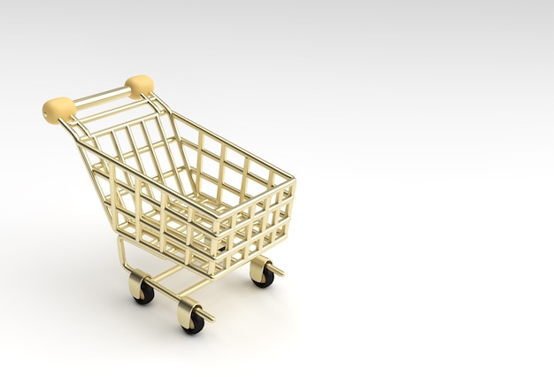 3d render shopping cart icon ilustração design.